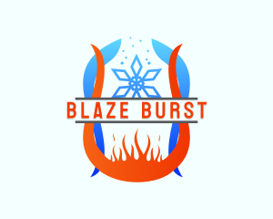 Snowflake Cooling Fire Heating logo design