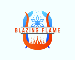 Snowflake Cooling Fire Heating logo design