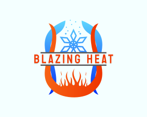 Snowflake Cooling Fire Heating logo design