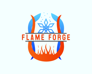 Snowflake Cooling Fire Heating logo design