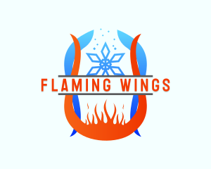 Snowflake Cooling Fire Heating logo design