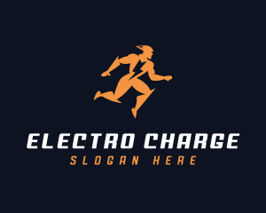 Lightning Running Man logo design