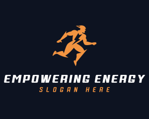 Lightning Running Man logo design