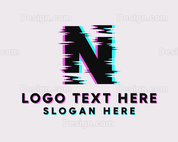 Cyber Glitch Letter N Logo