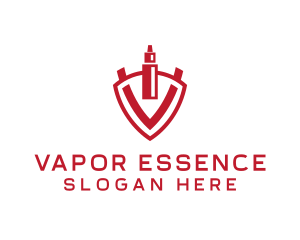 Red V Vape Shield logo design