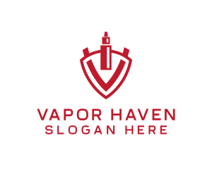 Red V Vape Shield logo design