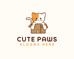 Cute Cat Box logo design