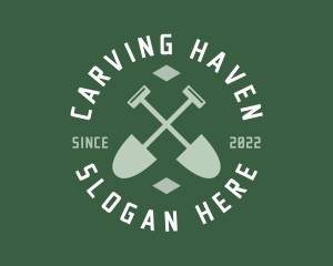 Gardener Landscaping Shovel logo design