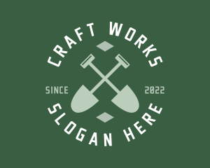 Gardener Landscaping Shovel logo design