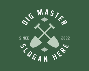 Gardener Landscaping Shovel logo design