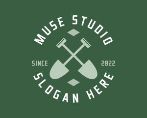 Gardener Landscaping Shovel logo design