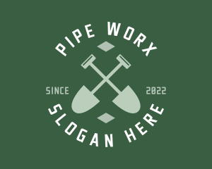 Gardener Landscaping Shovel logo design