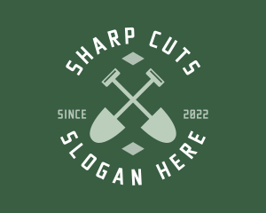 Gardener Landscaping Shovel logo design