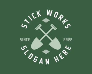 Gardener Landscaping Shovel logo design