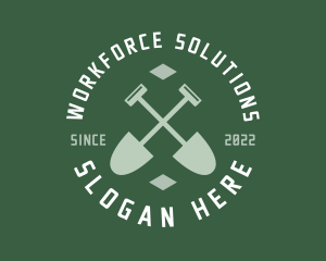 Gardener Landscaping Shovel logo design