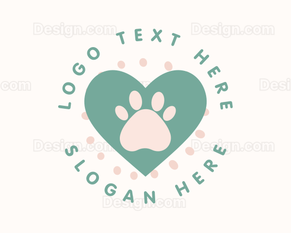 Paw Print Heart Logo