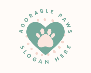 Paw Print Heart logo design