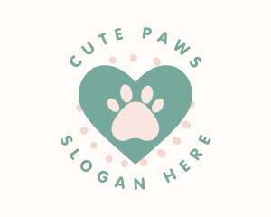 Paw Print Heart logo design