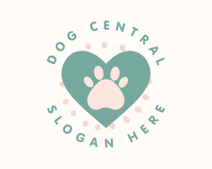 Paw Print Heart logo design