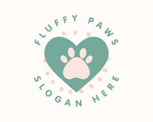 Paw Print Heart logo design