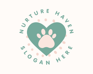 Paw Print Heart logo design