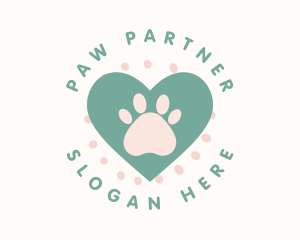 Paw Print Heart logo design