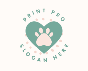 Paw Print Heart logo design