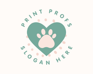 Paw Print Heart logo design