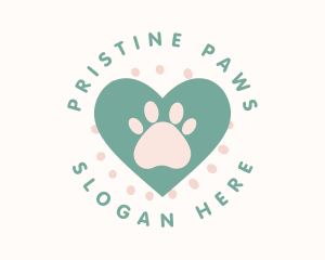 Paw Print Heart logo design