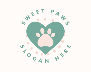 Paw Print Heart logo design