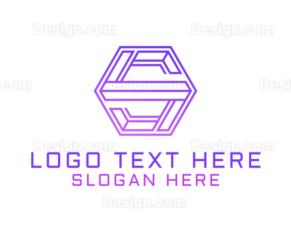 Gradient Hexagon Tech Letter S Logo