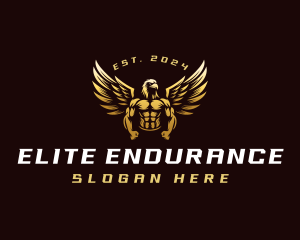 Muscular Gym Eagle logo design