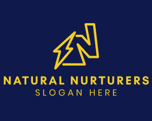 Letter N Lightning Bolt logo design