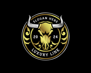 Luxury Bison Skull logo design