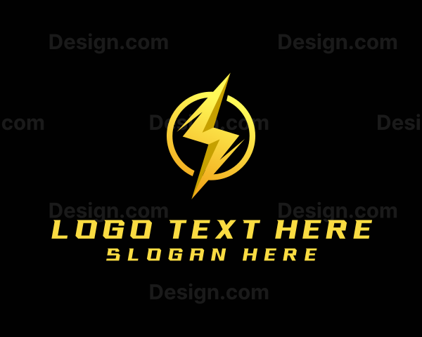 Golden Lighting Bolt Flash Logo