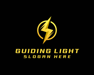 Golden Lighting Bolt Flash logo design