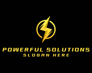 Golden Lighting Bolt Flash logo design