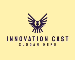 Podcast Microphone Wings logo design