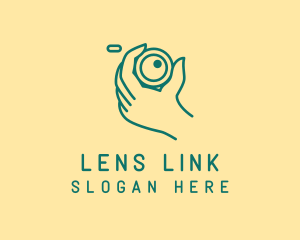 Camera Lens Hand  logo design