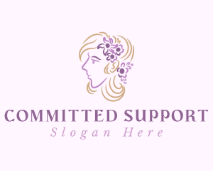 Florist Hair Woman logo design