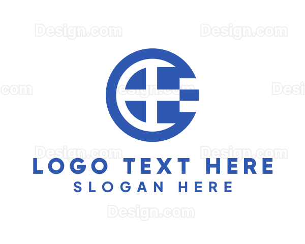 Round Greece Flag Letter E Logo