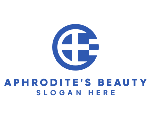 Round Greece Flag Letter E logo