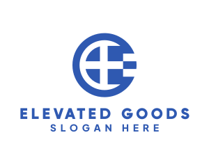 Round Greece Flag Letter E logo design