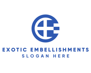 Round Greece Flag Letter E logo design