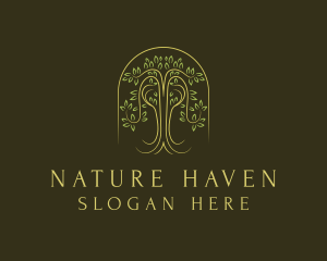 Gold Nature Tree logo design