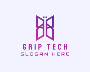 Gradient Tech Butterfly logo design