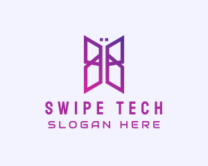 Gradient Tech Butterfly logo design