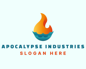 Industrial Water Flame  logo design