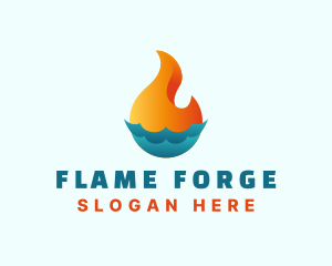 Industrial Water Flame  logo design