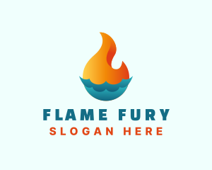 Industrial Water Flame  logo design